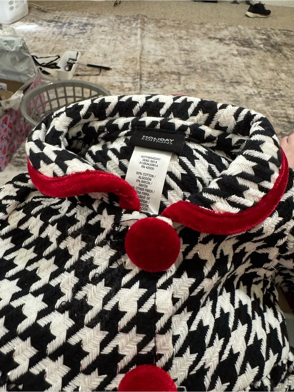 Holiday Editions Special Occasion B&W houndstooth glitter thread girl's coat 18m